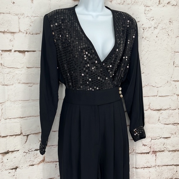 ✨VTG✨Joan Walters Petites Sequin 80’s Glam Jumpsuit, Size M - Picture 2 of 13
